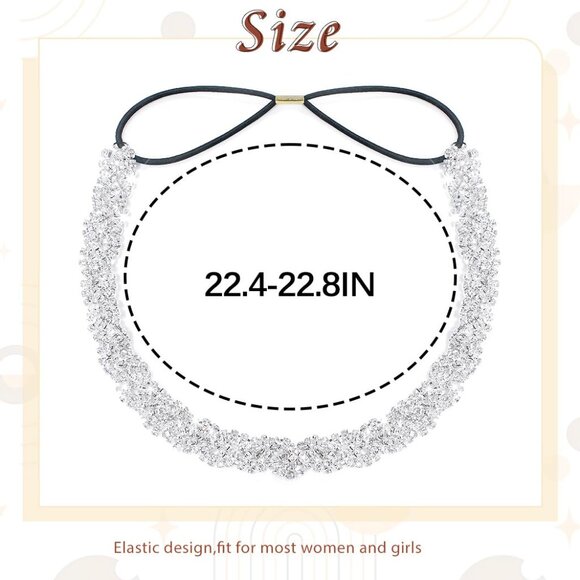 Rhinestone Homecoming Head Chain Jewelry Silver Sparkly Elastic Headband Forehea - Picture 5 of 9